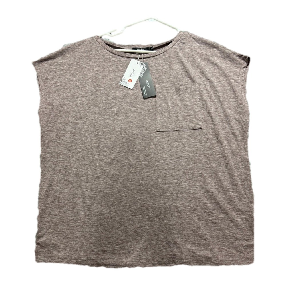 MIROL XXL Womens Mauve Pink Heather Short Sleeve Pocket Tee Casual Boho NEW